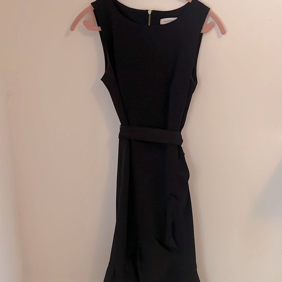 Classy Calvin Klein tie waist hem black dress - Picture 5 of 6